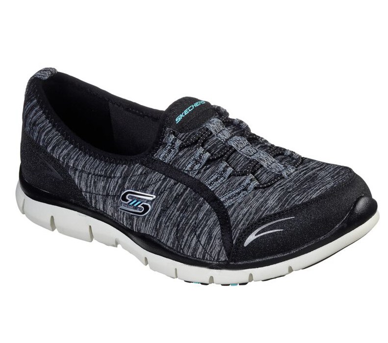 Skechers Gratis - Her Stroll - Womens Slip On Shoes Black/Light Turquoise [AU-BQ6805]